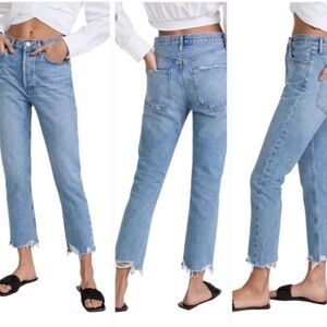 Agolde Riley high rise straight crop in haven size 26